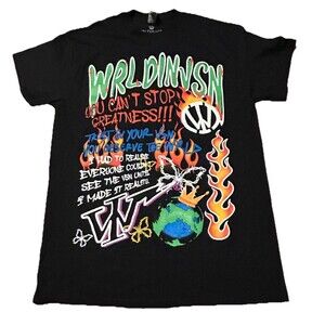 WRLDINVSN Graphic T-Shirt Black Medium You Can’t Stop Greatness Streetwear